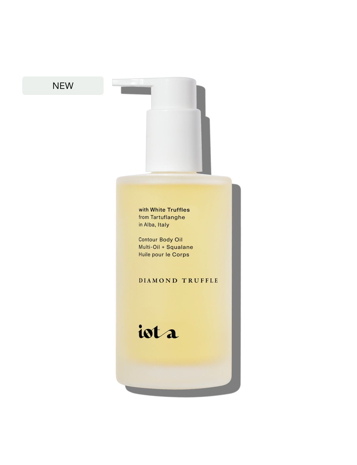 Diamond Truffle Contour Body Oil bottle with pump on a white background